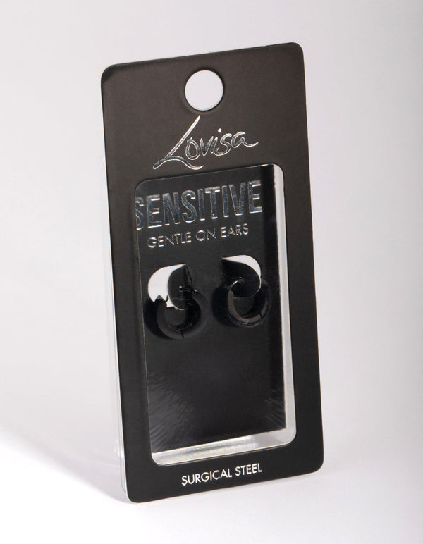 Matte Black Wide Huggie Hoop Earrings