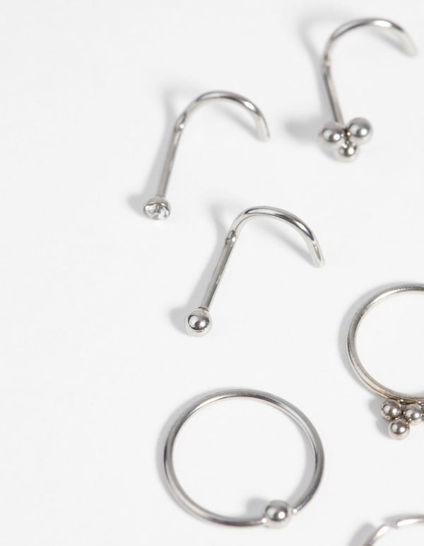 Surgical Steel Cluster Nose Stud and Ring Pack