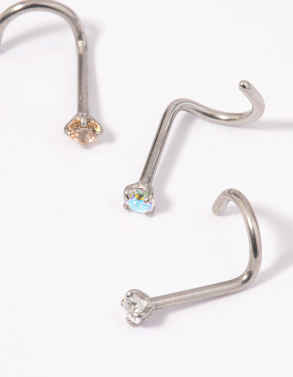 Surgical Steel Light Stone Nose Stud Pack