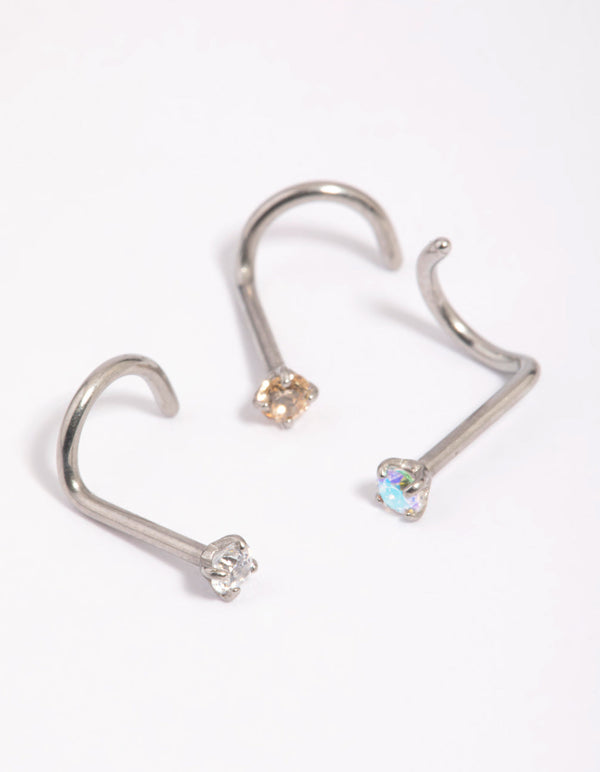 Surgical Steel Light Stone Nose Stud Pack
