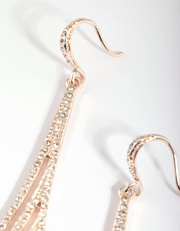 Rose Gold Teardrop Diamante Earrings