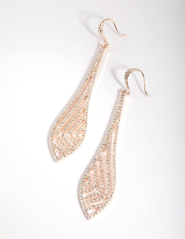 Rose Gold Teardrop Diamante Earrings