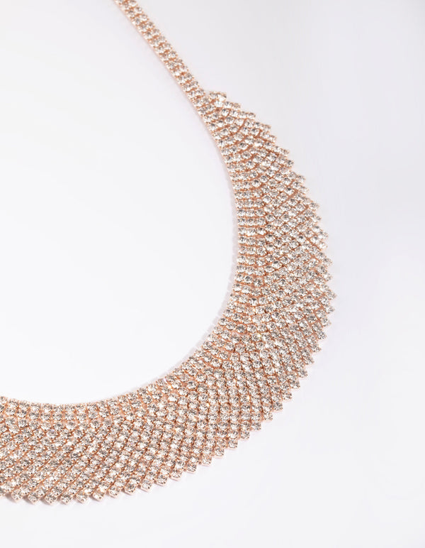Rose Gold Diamante Mesh Necklace