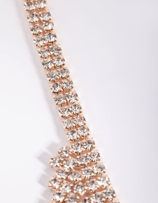 Rose Gold Diamante Mesh Necklace