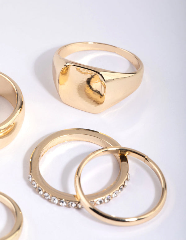 Gold Diamante Ring Pack