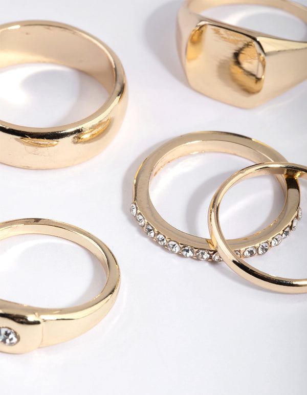 Gold Diamante Ring Pack