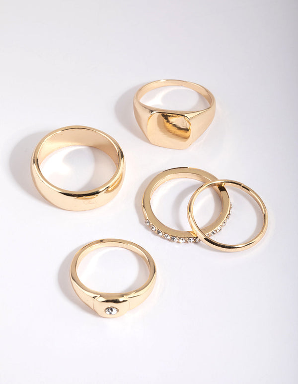Gold Diamante Ring Pack