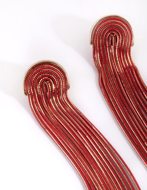 Red Waterfall Diamante Earrings