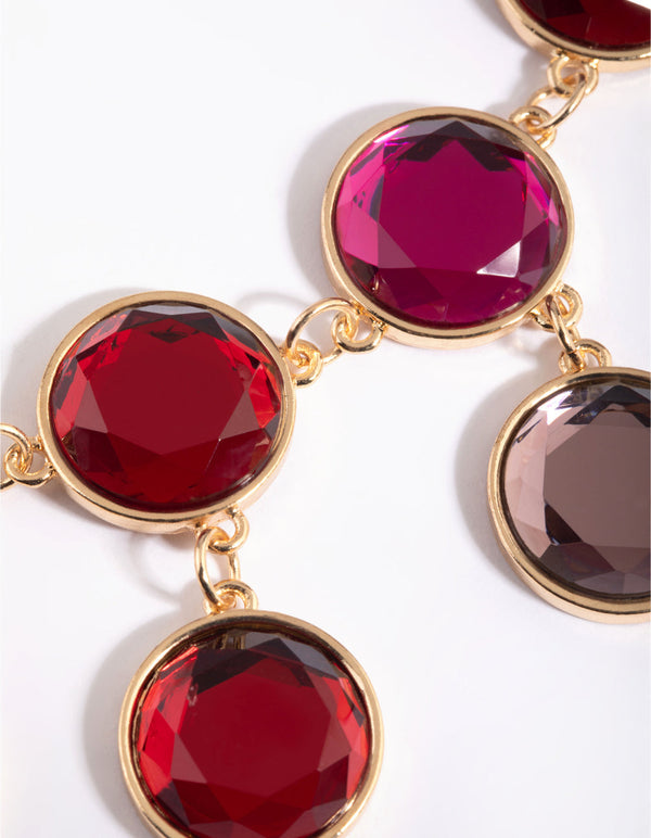Red Geometric Stone Statement Necklace