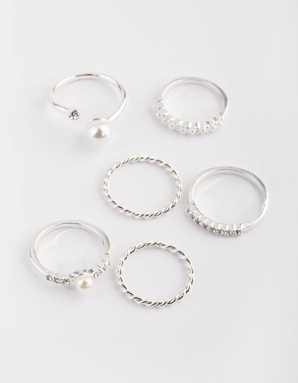 Silver Pearl Ring Pack