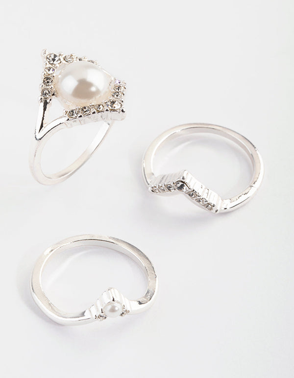 Silver Pearl Ring Pack