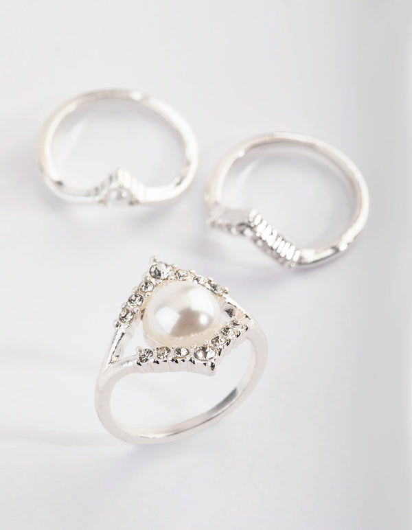 Silver Pearl Ring Pack