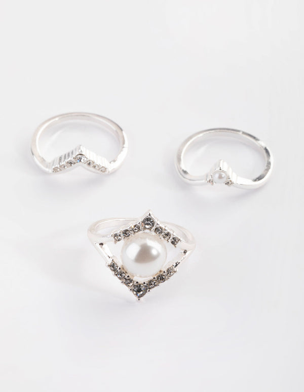 Silver Pearl Ring Pack
