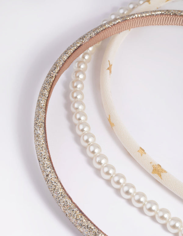 Kids Glitter Star and Pearl Headband Pack