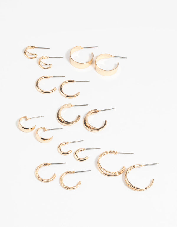Gold Simple Hoop Earring Pack