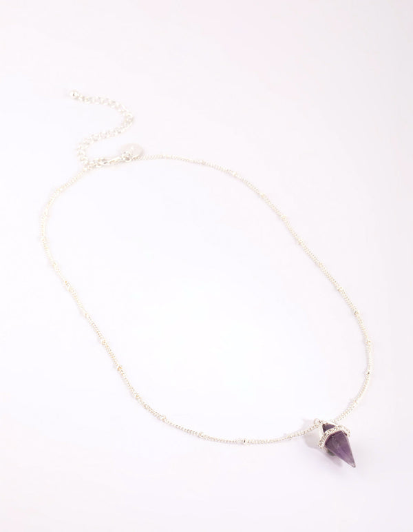 Silver Amethyst Shard Necklace