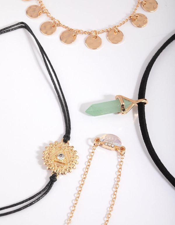 Green Semi-Precious Jingle Choker Necklace Pack