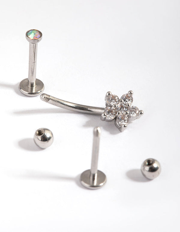 Surgical Steel Flower Mixed Earring Pack