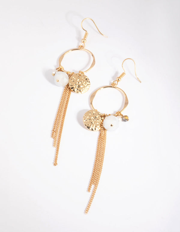 Blue Beaded Drop Earrings