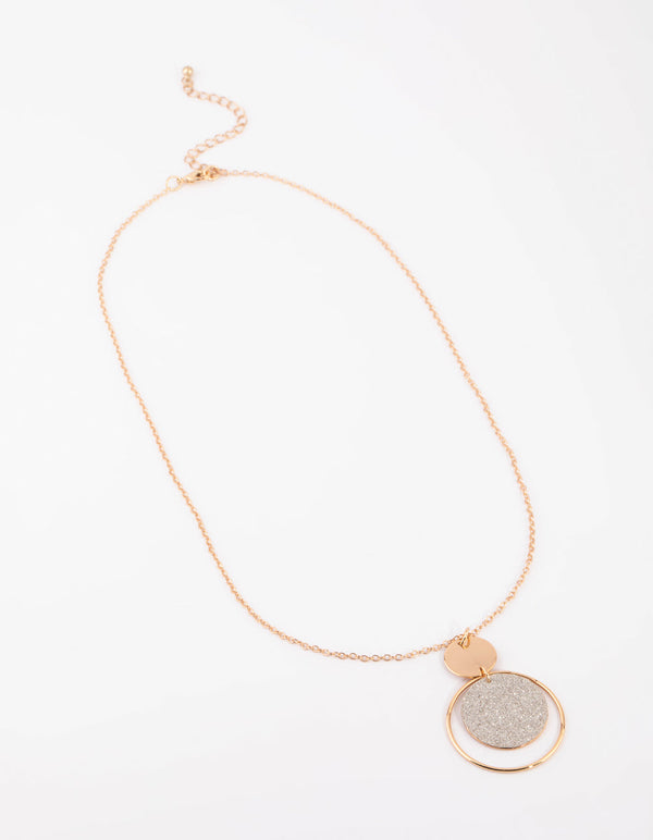 Gold Glitter Disc Necklace
