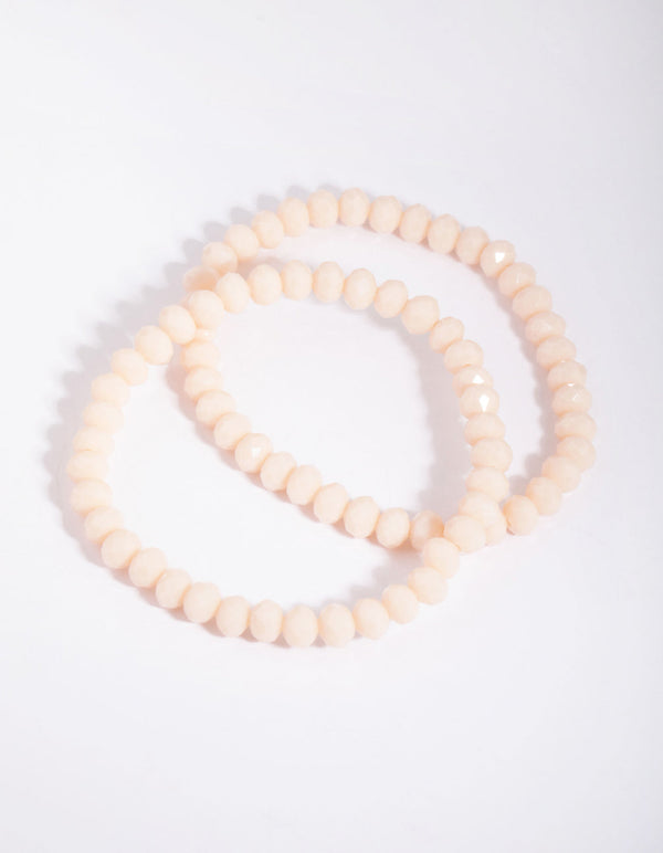 Cream Facet Bead Bracelet Set