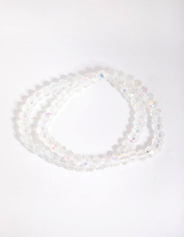 Clear Beaded Facet Bracelet Set