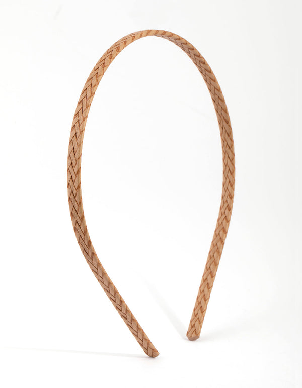 Brown Faux Leather Headband
