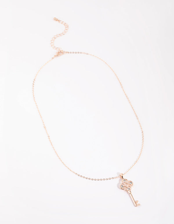 Rose Gold Antique Key Pendant Necklace