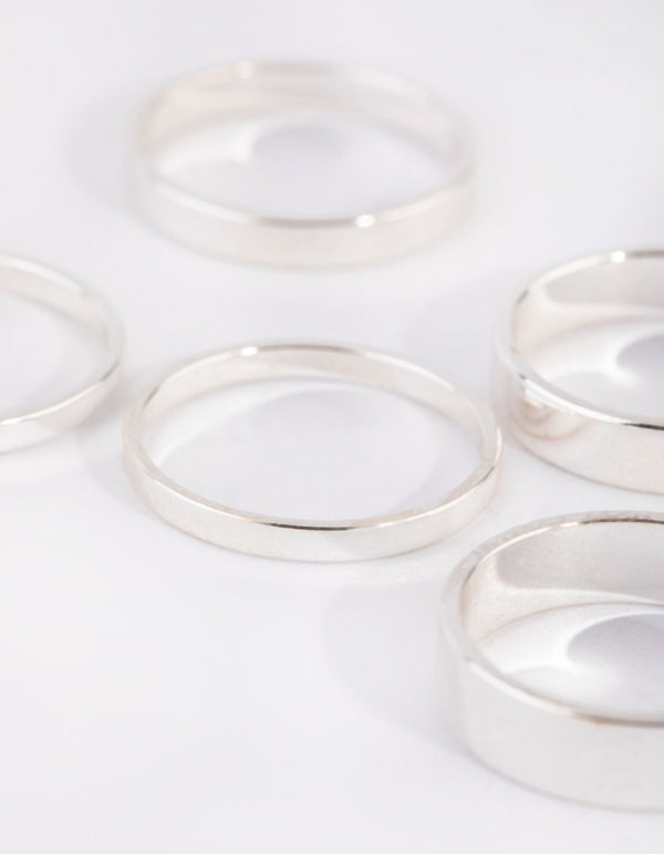 Silver Flat Band Ring Pack
