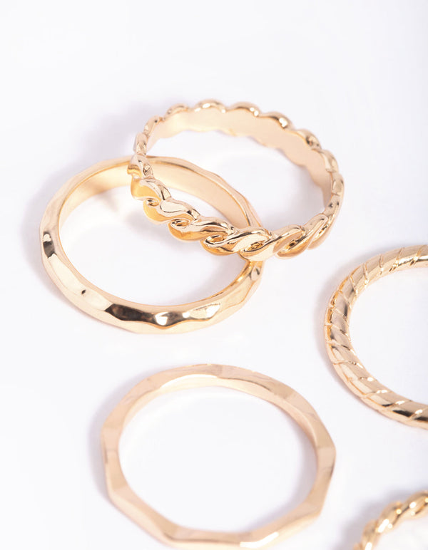 Gold Chain Link Ring Pack