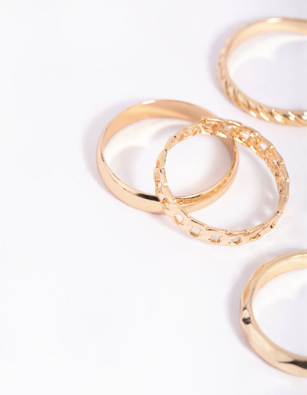 Gold Chain Link Ring Pack