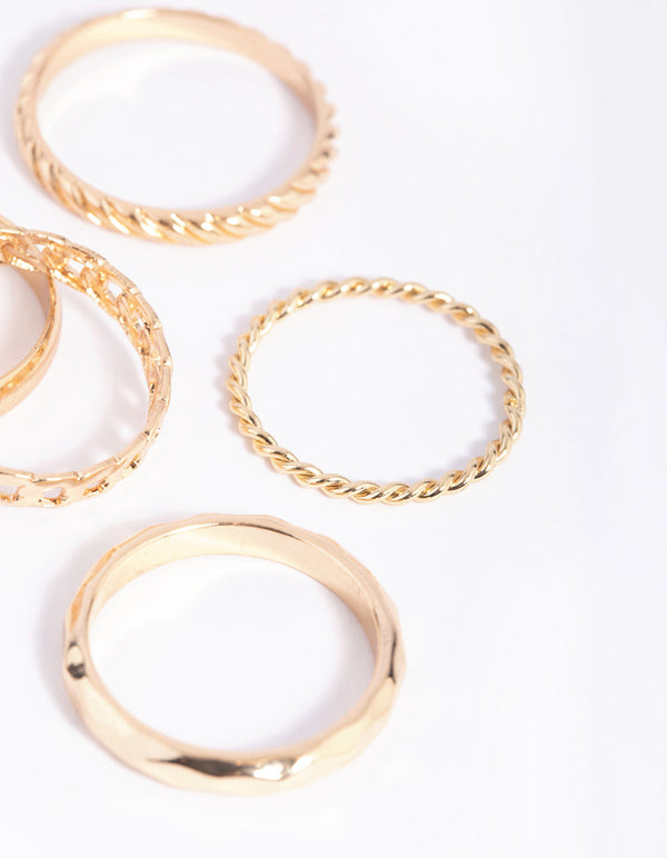 Gold Chain Link Ring Pack