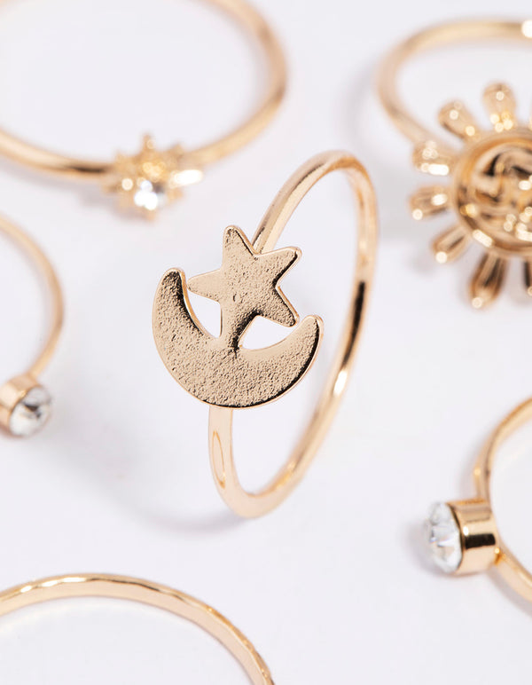 Gold Celestial Sun Ring Pack