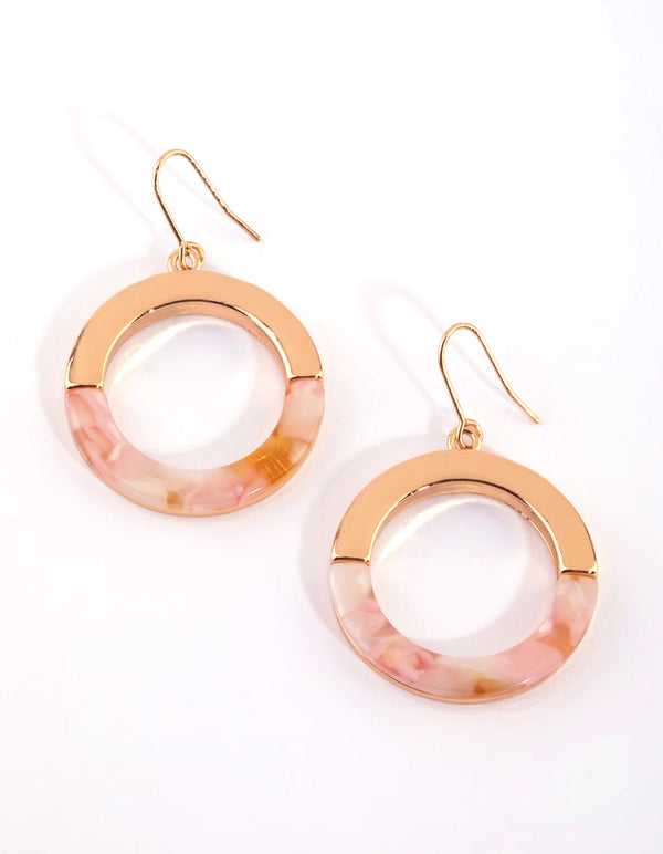 Gold Acrylic and Metal Drop Earrings