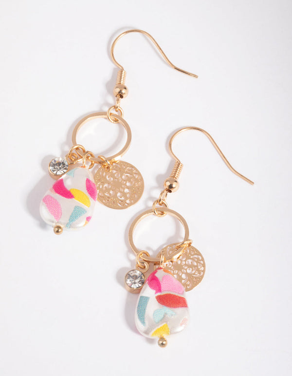 Gold Coin Drop Earrings