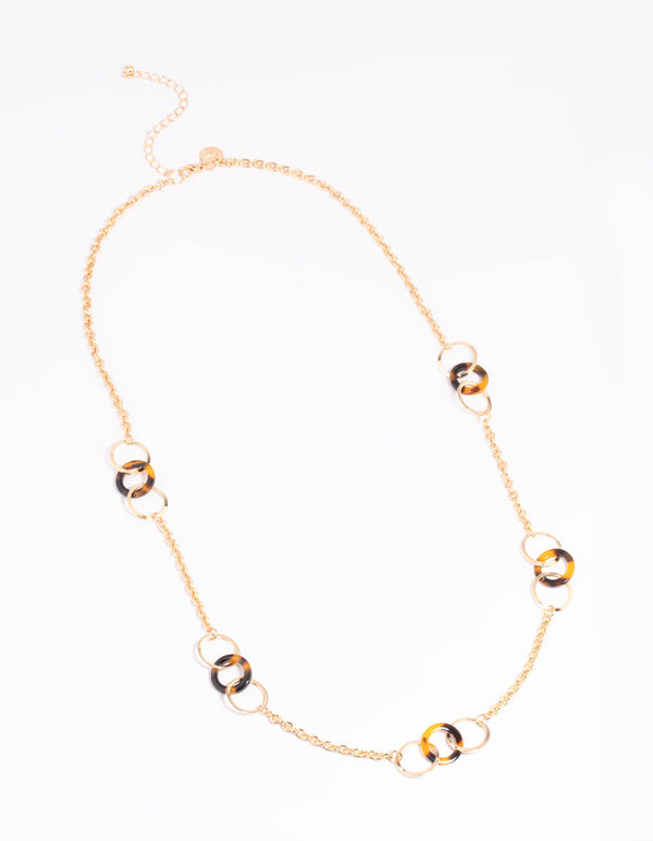 Brown Disc Long Necklace