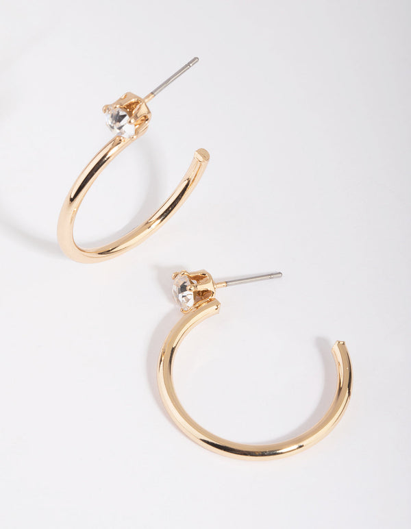 Gold Diamante Hoop Earrings