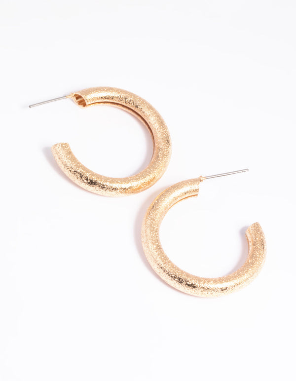 Gold Textured Hoop Earrings