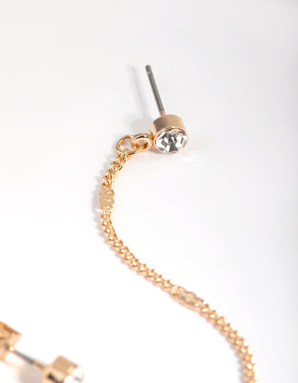Gold Diamante Chain Drop Earrings