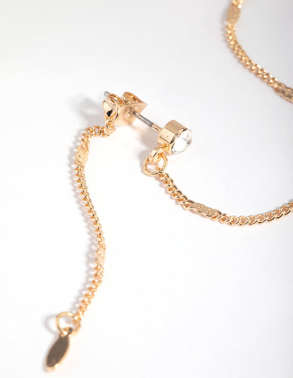 Gold Diamante Chain Drop Earrings