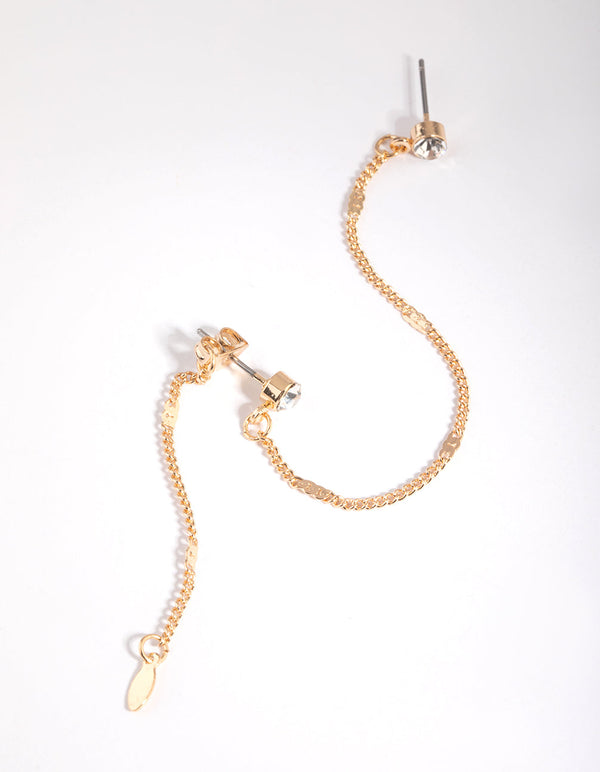 Gold Diamante Chain Drop Earrings