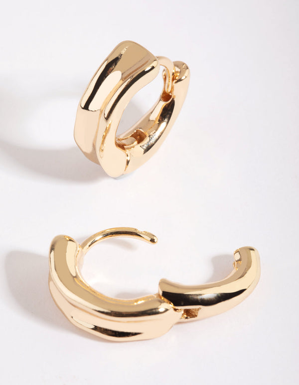 Gold Molten Huggie Hoop Earrings