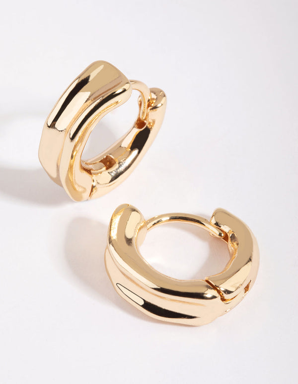 Gold Molten Huggie Hoop Earrings