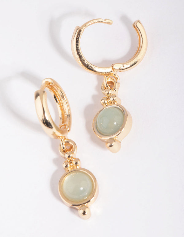 Jade Semi-Precious Huggie Hoop Earrings