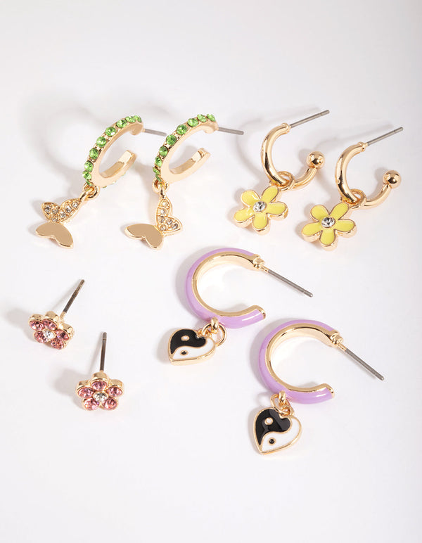 Gold Charm Earring Stack Pack
