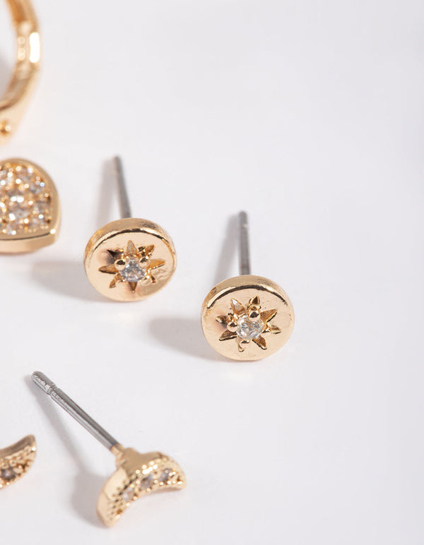 Gold Celestial and Heart Earring Stack Pack
