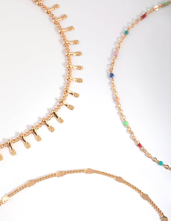 Rainbow and Heart Chain Anklet Pack