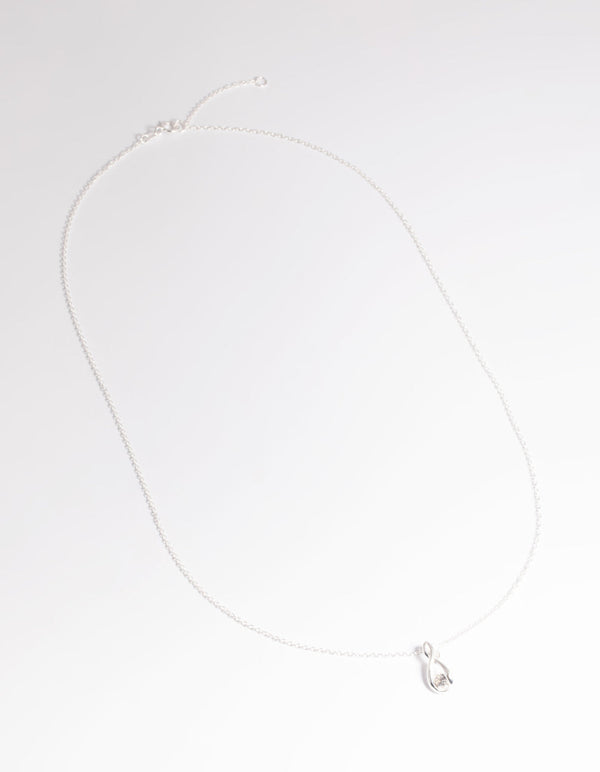 Sterling Silver Diamante Pendant Necklace