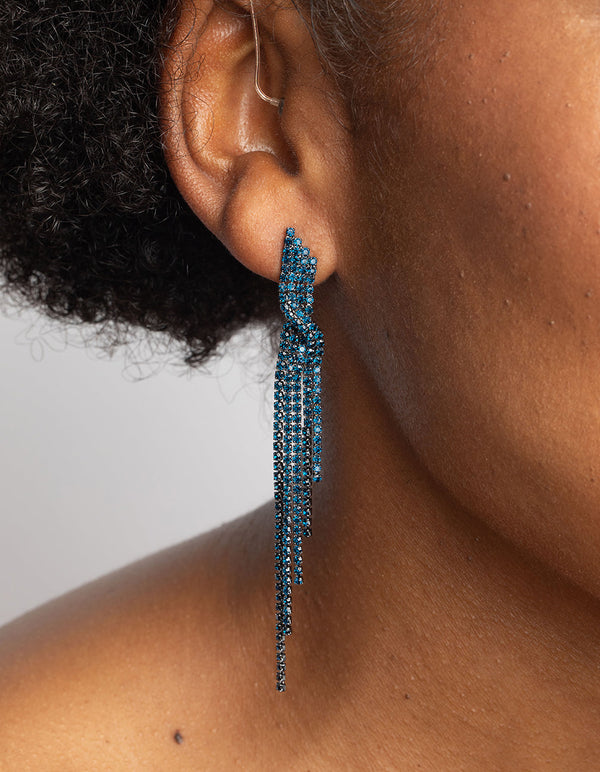 Navy Twisted Drop Earrings