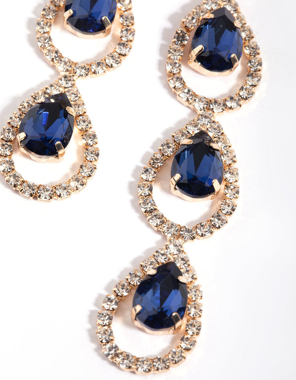 Rose Gold Navy Teardrop Earrings